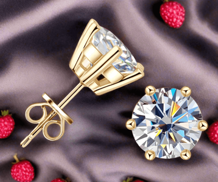 Shine Bright Moissanite Stud Earrings for Men & Women in 18K Gold-Plated Silver - Perfect for Weddings & Special Occasions - Just The Fly Way