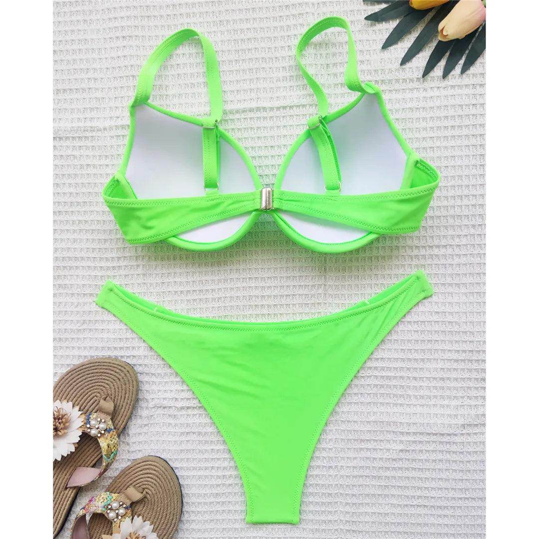 Chic Underwired Bikini Set with Brazilian Cut Bottom - Just The Fly Way