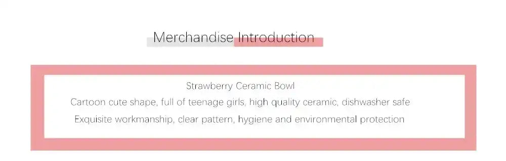 Cute Strawberry Ceramic Anti-scald Bowls and Spoon - Just The Fly Way