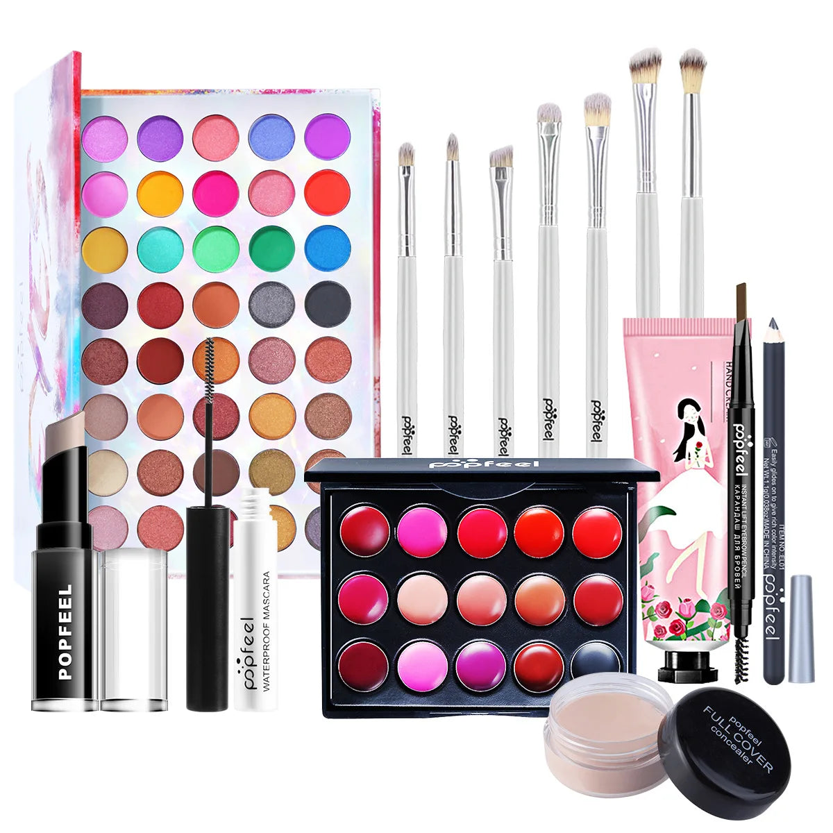 Fashionable, Bold and Beautiful DressPOPFEEL All-in-One Makeup Kit Gift Set with Eyeshadow Palette Foundation Lip Gloss Blush Brushes Eyeliner and More Beauty Gifts