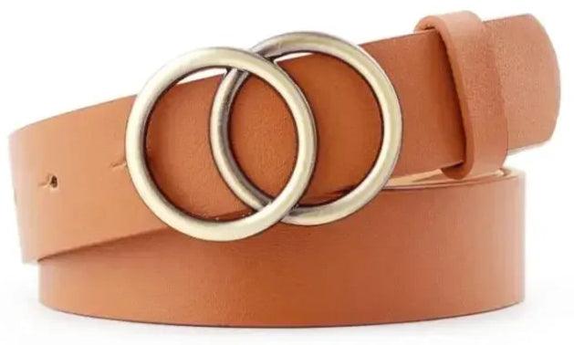 Fashion Belt with Silver or Gold Double Ring Buckle, PU - Just The Fly Way