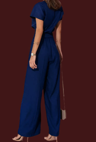 Lightweight Romper, V-Neck, Short Sleeves, and Belt - Just The Fly Way