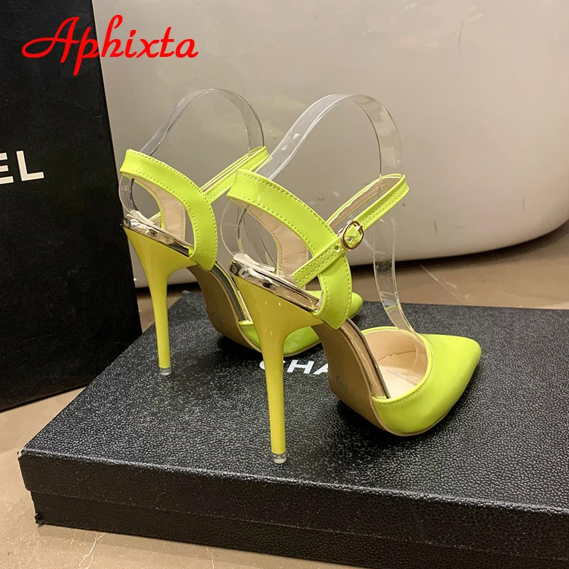 Fashionable, Bold and Beautiful DressWomen's Aphixta 12cm Super High Stiletto Heels Ankle Strap Sandals Pointed Toe Party Heels : Extended Sizes