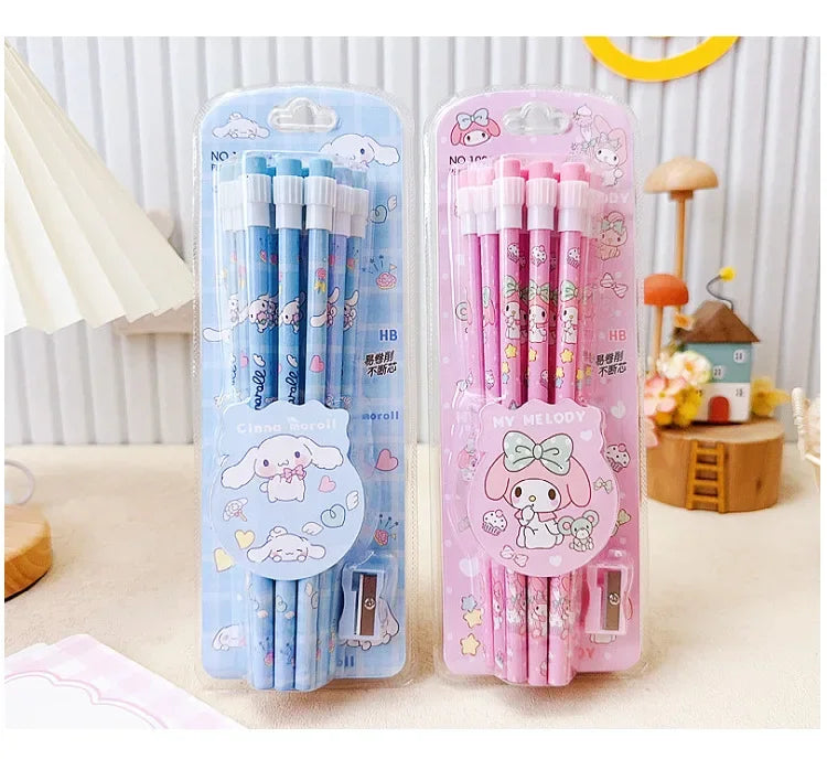 12pcs Sanrio Cute Pencils with Pencil Sharpener Featuring Kuromi, Cinnamoroll, and Melody – Perfect Return to School Anime Stationery Gift for Kids - Just The Fly Way