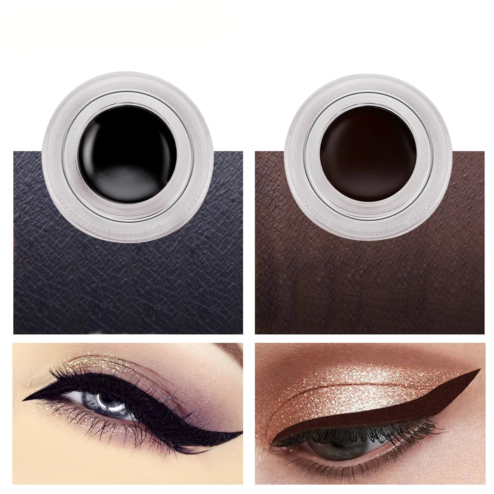 Two-Color, Two-Bottle, Natural, Easy-to-Apply, Sweat-Proof, Waterproof, Durable, Non-Smudging Eyeliner Cream Set