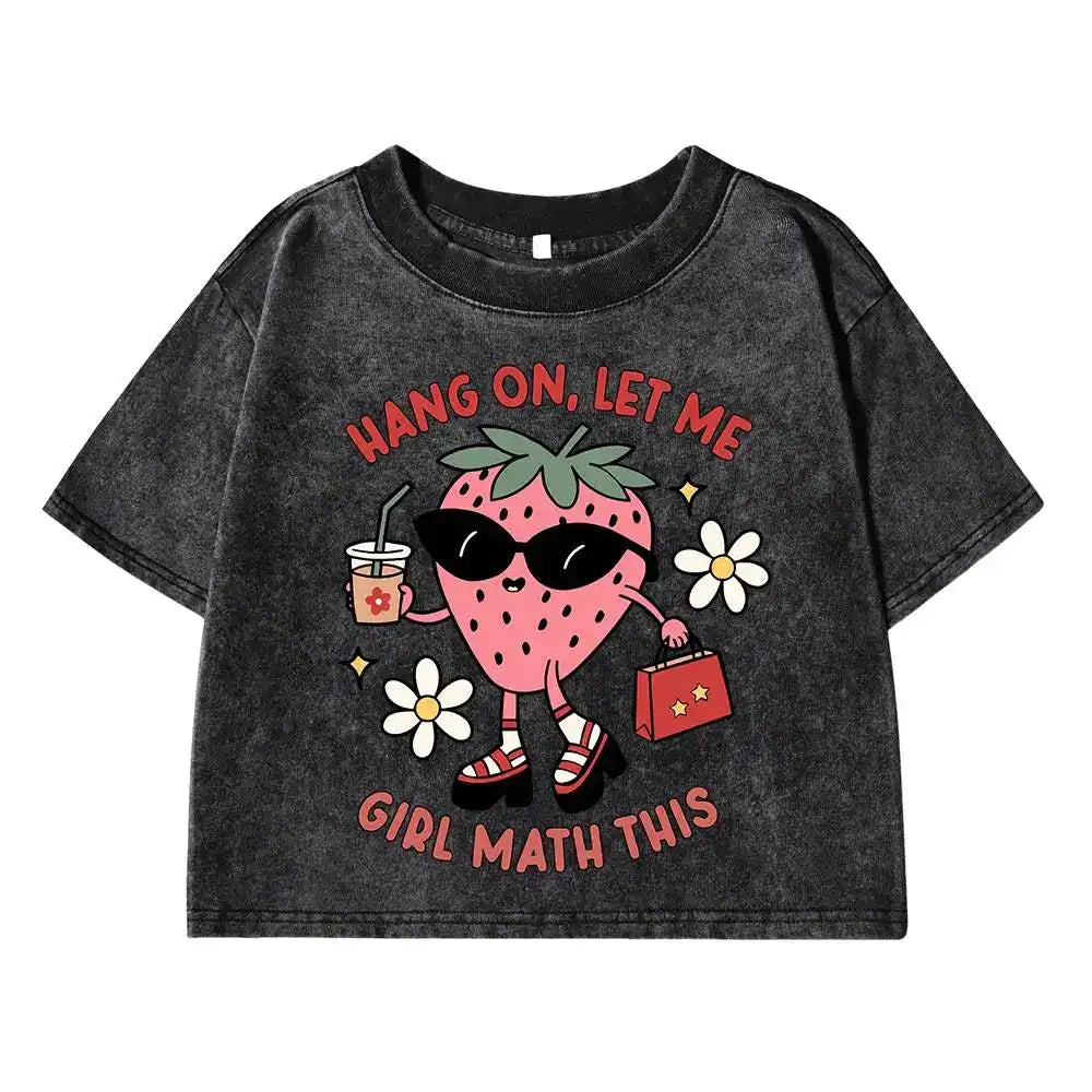 Funny Strawberries Drinking Juice Junior's Crop-Top T-Shirt - Cute & Comfy Graphic Tee - Just The Fly Way