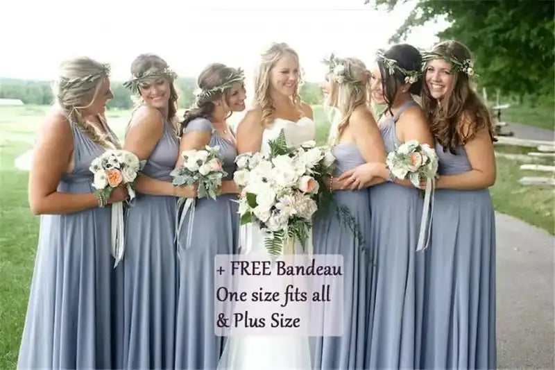 BABYONLINE Sexy Bridesmaid Dress Infinity Style Convertible Halter V neckline Gown Sleeveless Multiway Wrap Changable Guest Gown