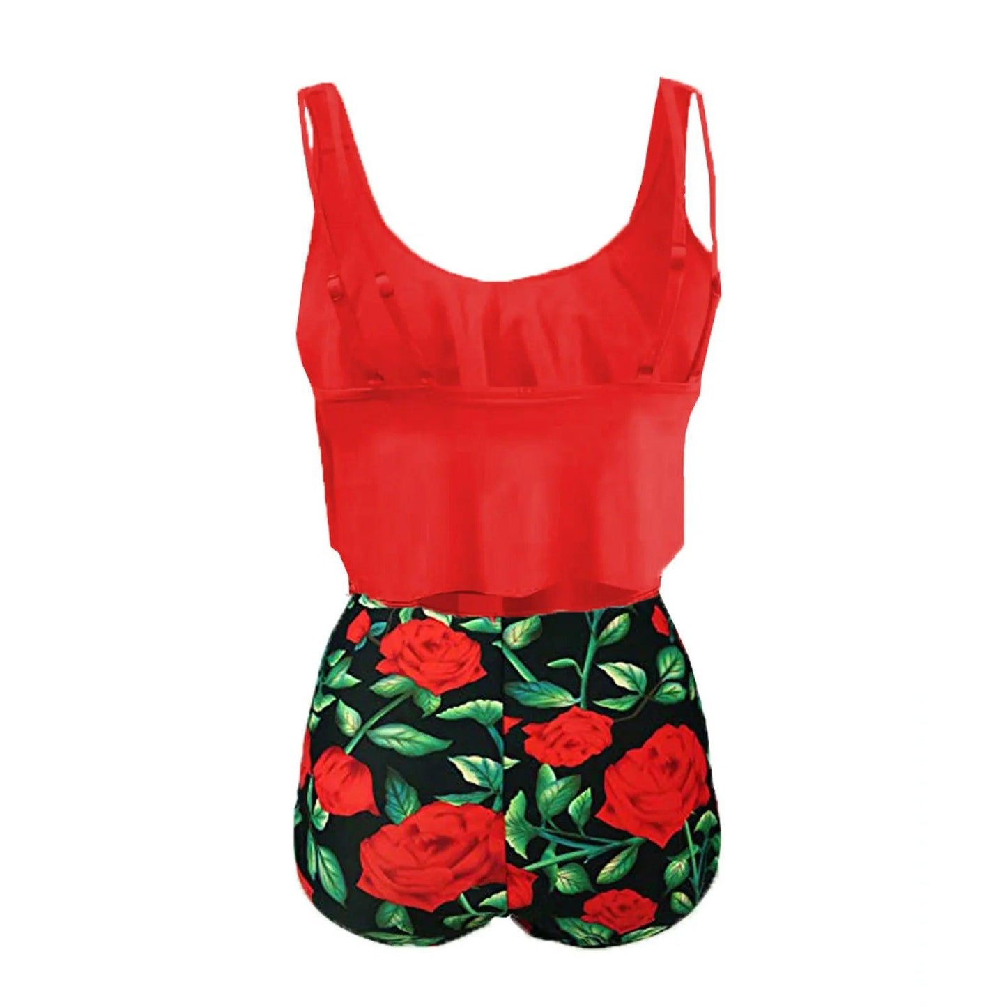 Printed Two Piece Swimwear With Ruffles And High Waist Bikini Set Bottom - Just The Fly Way