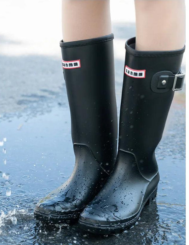 Women's Rain Boots, New Anti-slip, High Boots, Solid Color, Waterproof Footwear - Just The Fly Way