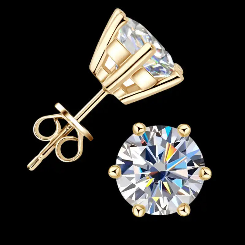 Shine Bright Moissanite Stud Earrings for Men & Women in 18K Gold-Plated Silver - Perfect for Weddings & Special Occasions - Just The Fly Way