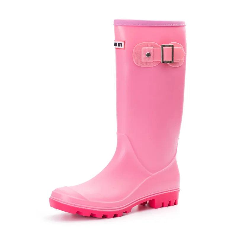 Women's Rain Boots, New Anti-slip, High Boots, Solid Color, Waterproof Footwear - Just The Fly Way