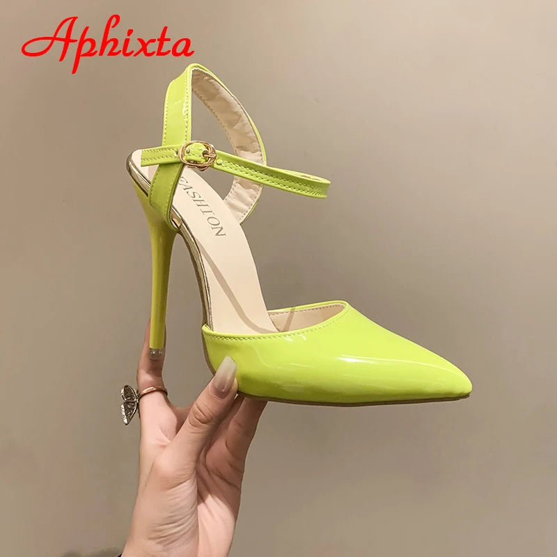 Fashionable, Bold and Beautiful DressWomen's Aphixta 12cm Super High Stiletto Heels Ankle Strap Sandals Pointed Toe Party Heels : Extended Sizes