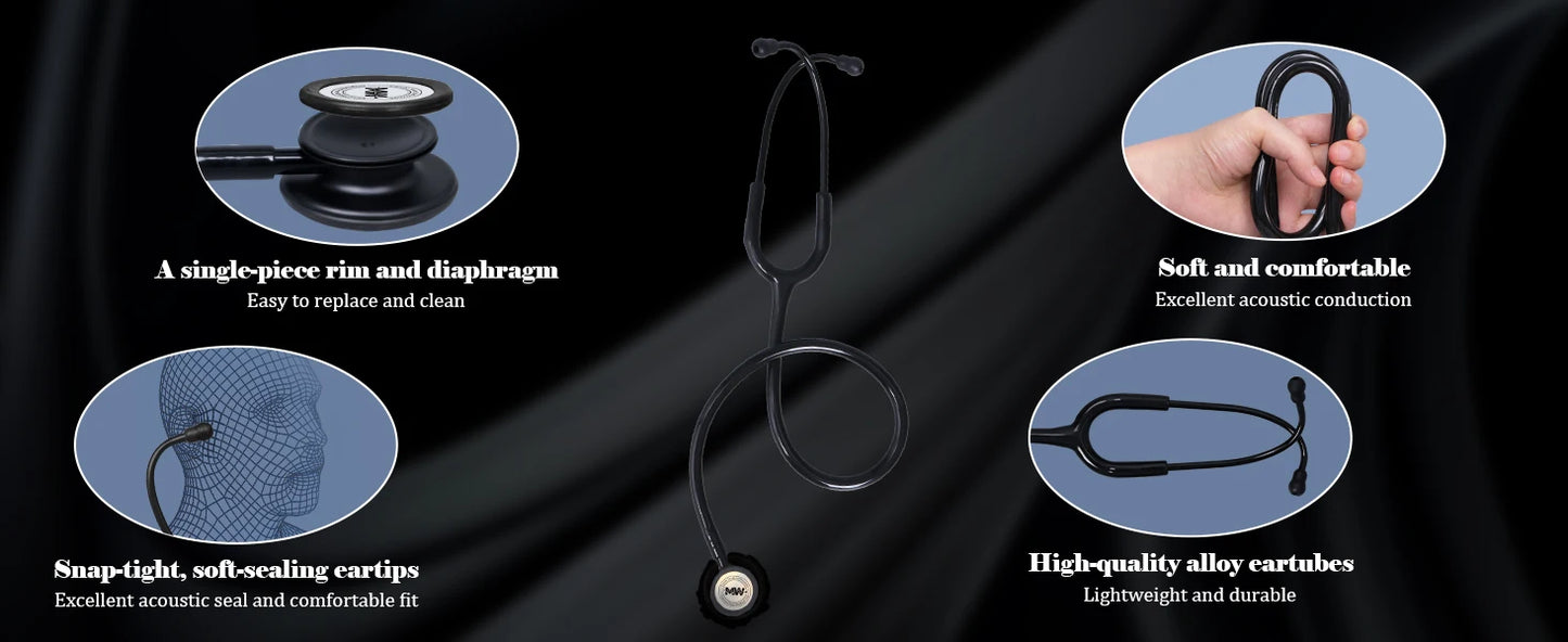 Fashionable, Bold and Beautiful DressMedical Double Sided Stethoscope Professional Portable Cardiology Stethoscope Medical Equipment Nurse Doctor Stethoscope