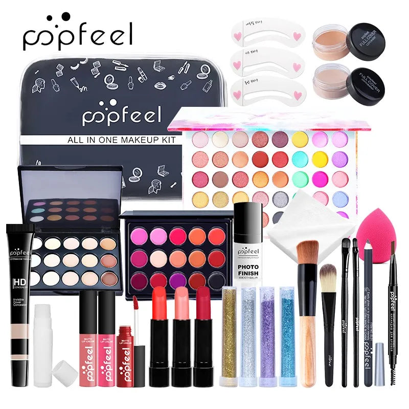 Fashionable, Bold and Beautiful DressPOPFEEL All In One Makeup Kit for Women Full Kit Set, All in One Makeup Sets Include Eyebrow Eyeliner Eyeshadow