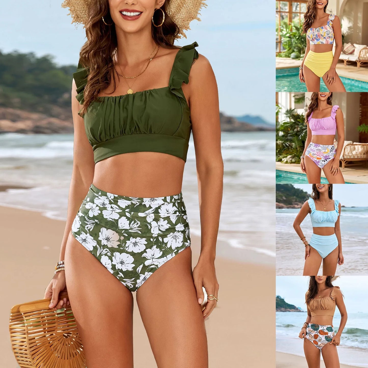 Fashionable, Bold and Beautiful DressSexy Push Up Swimwear Fashion Two Piece Swimsuit For Women High Waisted Bikini Sets For Girls Swimming Shorts And Top Bathing