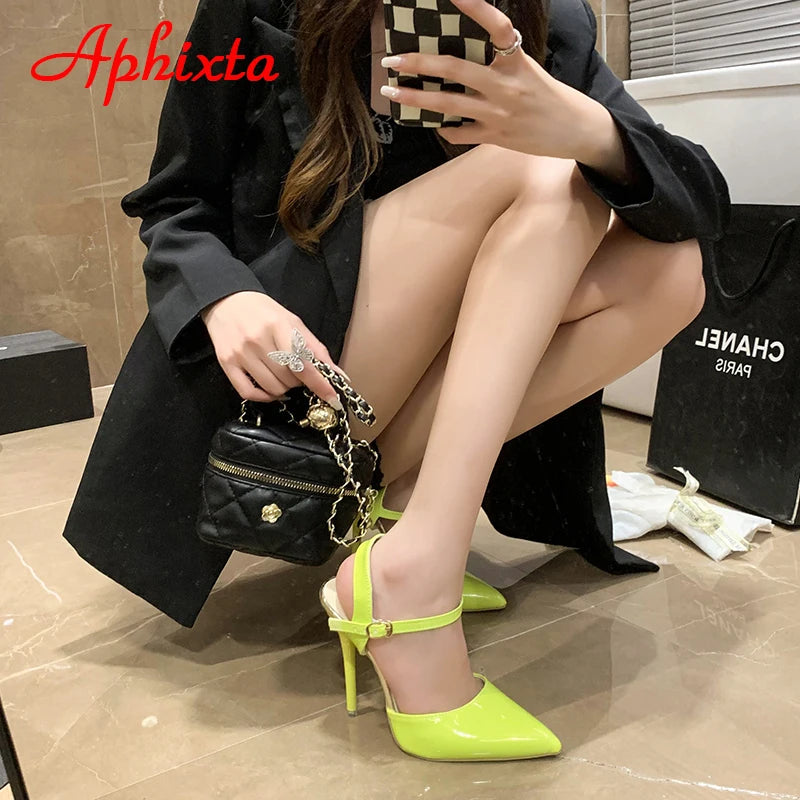 Fashionable, Bold and Beautiful DressWomen's Aphixta 12cm Super High Stiletto Heels Ankle Strap Sandals Pointed Toe Party Heels : Extended Sizes
