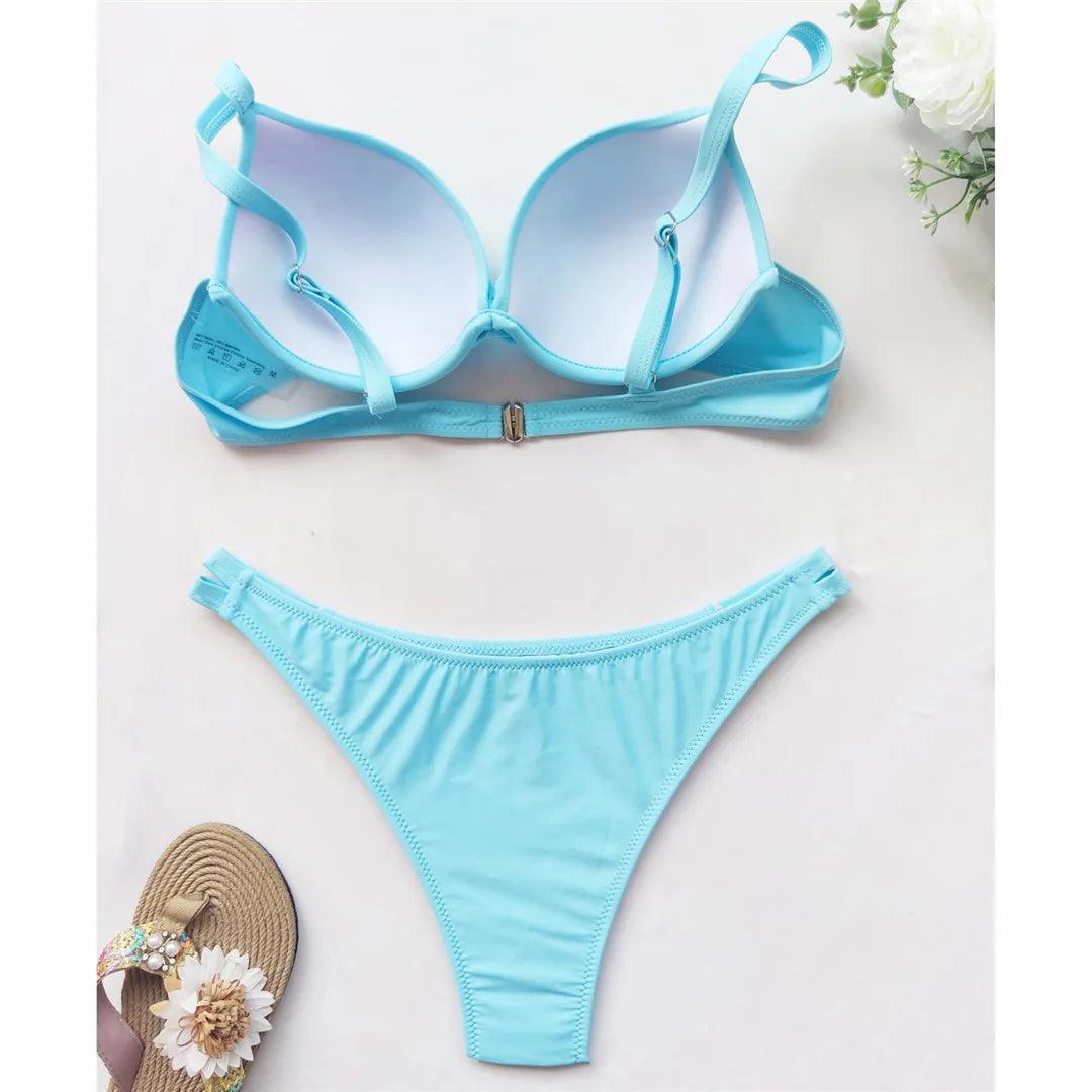 Chic Underwired Bikini Set with Brazilian Cut Bottom - Just The Fly Way