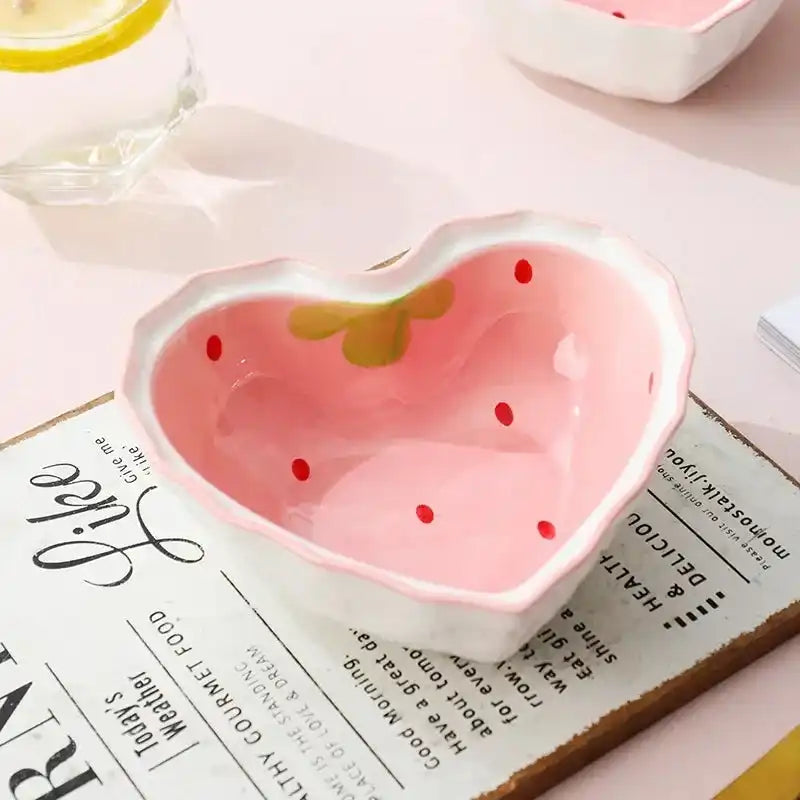 Cute Strawberry Ceramic Anti-scald Bowls and Spoon - Just The Fly Way