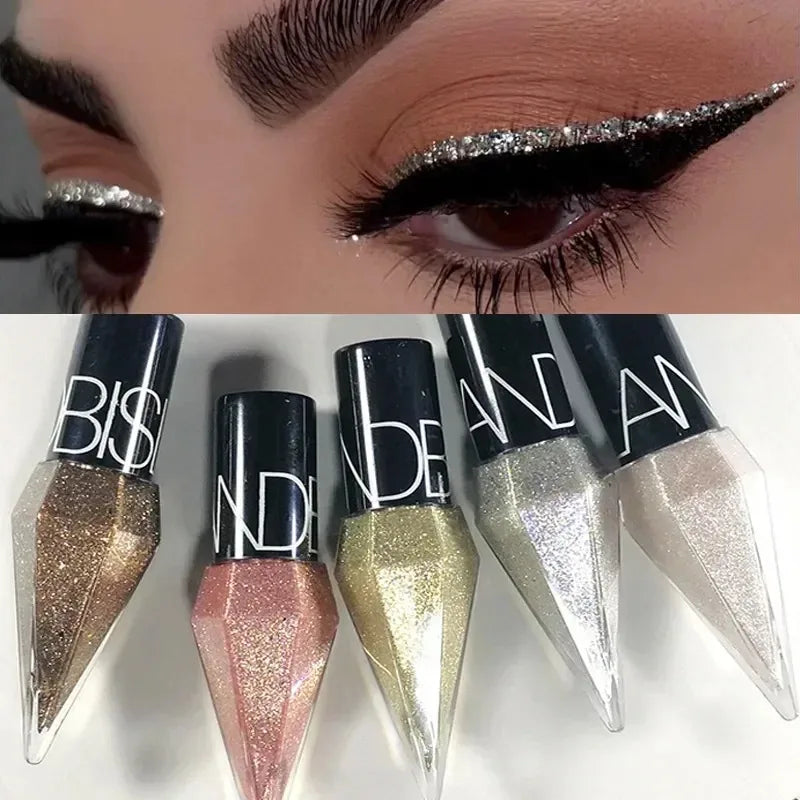 Fashionable, Bold and Beautiful DressDiamond Shiny Eye Liners Eyeshadow Waterproof Silver Rose Gold Color Glitter Sequins Eyeliner Eye Shadow Makeup Beauty Cosmetics