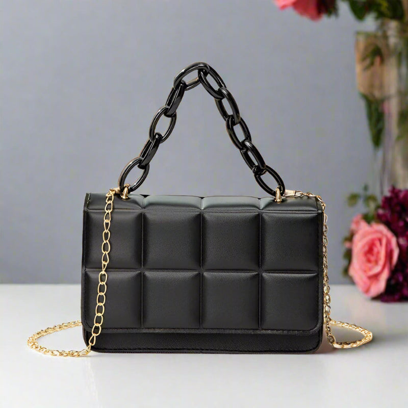 Small Retro Crossbody With A Chain, Square Shape Handbag - Just The Fly Way