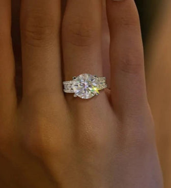 Sparkling Moissanite Wedding Ring for Her - 2 Carat 8mm in 925 Sterling Silver, D Color VVS Diamond Engagement Jewelry - Just The Fly Way