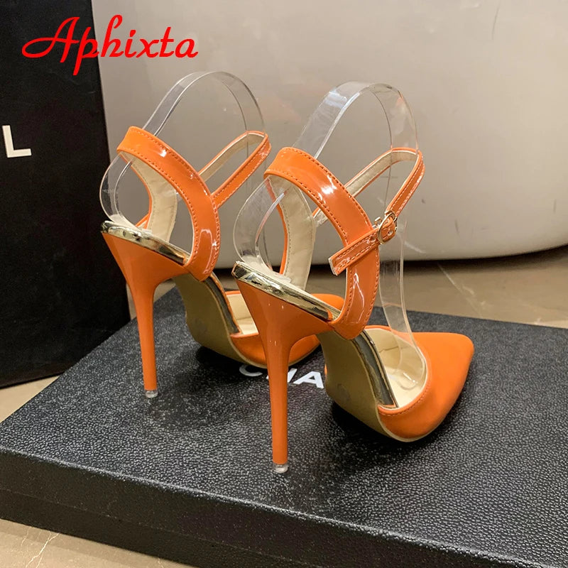 Fashionable, Bold and Beautiful DressWomen's Aphixta 12cm Super High Stiletto Heels Ankle Strap Sandals Pointed Toe Party Heels : Extended Sizes