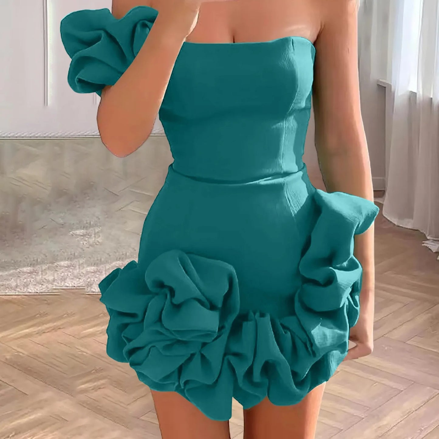 Fashionable, Bold and Beautiful DressWomen Chic Flower Cocktail Dress Alluring One Shoulder Homecoming Dresses For Girls Sexy Body Short Prom Party Vestidos 2025