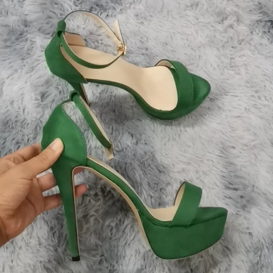 Fashionable, Bold and Beautiful DressWomen Sandals Sexy 14cm Supper High Heels Patent Leather Nighclub Platform Open Toes Sandals Party Red Wedding Shoes Plus Size