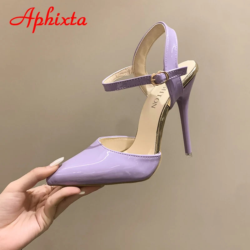 Fashionable, Bold and Beautiful DressWomen's Aphixta 12cm Super High Stiletto Heels Ankle Strap Sandals Pointed Toe Party Heels : Extended Sizes
