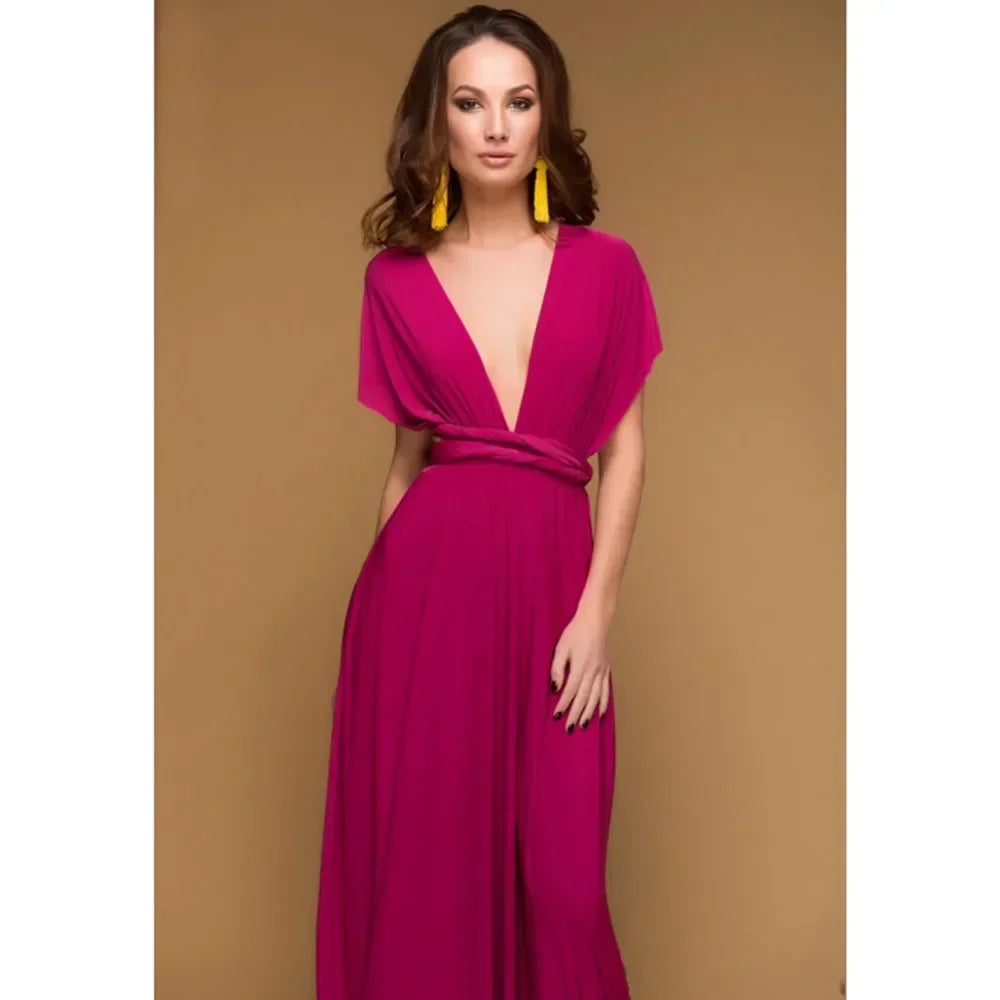 Fashionable, Bold and Beautiful DressWomen's Fashion V-neck Sleeveless Ankle-Length Slim Fit Bohemian Style Summer Maxi Dress