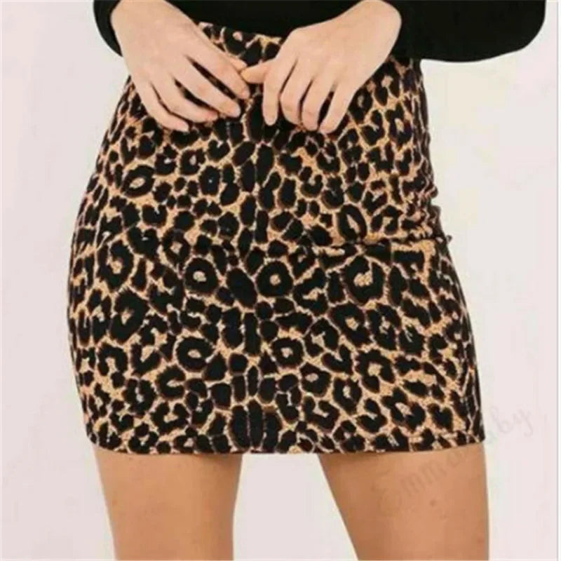 Leopard Print High Waist Skirt for Women - Pencil Bodycon Mini Skirt - Just The Fly Way