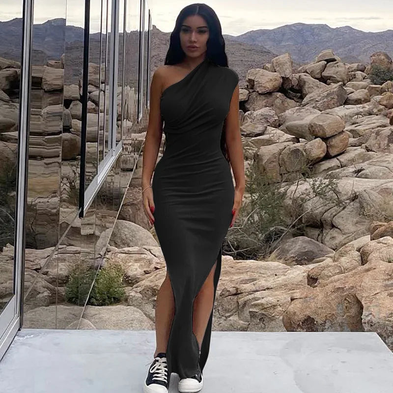 Slip Backless Slit Long Dress Women Y2K Summer Dress Strapless Bodycon Elegant Dress Sexy Ladies Birthday Party Sleeveless Dress