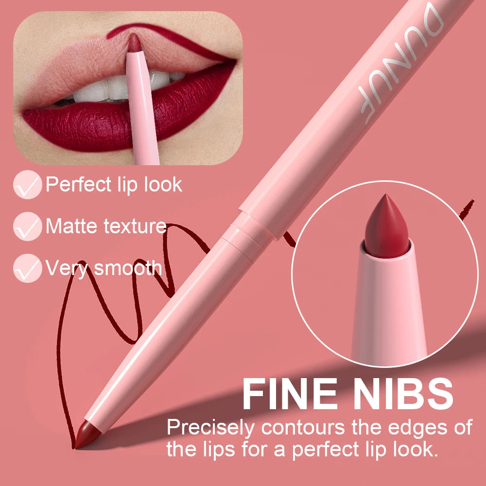 Fashionable, Bold and Beautiful Dress6pcs Lip Liner Pen Set Long-Lasting, Waterproof Sweatproof, Easy Coloring Non-fading Color Rendering Lip Gloss Set Beauty Makeup