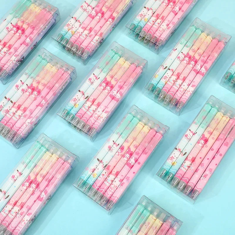 Sanrio 12pcs Mechanical Pencil Kawaii Hello Kitty Pochacco Melody Pencil-free Hb Primary School Stationery Office Supplies