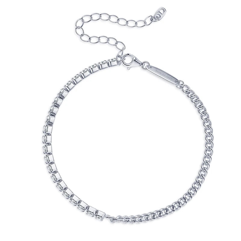Shine On! 18k Gold Plated Moissanite & Silver Half Tennis Bracelet for Women & Men - Just The Fly Way