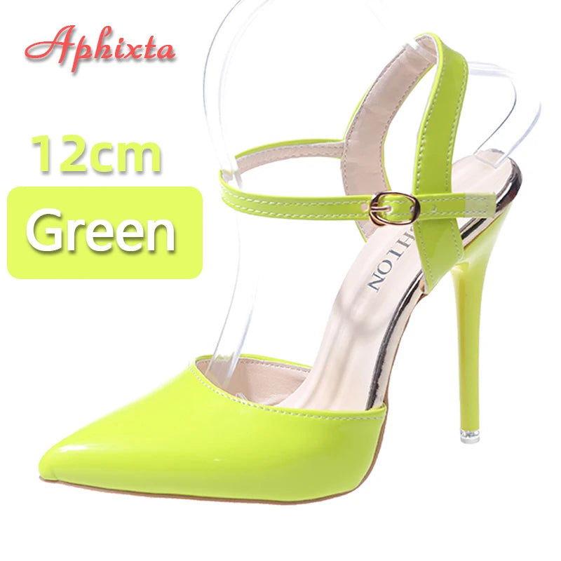 Fashionable, Bold and Beautiful DressWomen's Aphixta 12cm Super High Stiletto Heels Ankle Strap Sandals Pointed Toe Party Heels : Extended Sizes