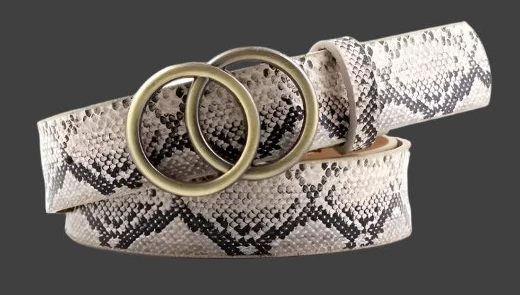 Fashion Belt with Silver or Gold Double Ring Buckle, PU - Just The Fly Way