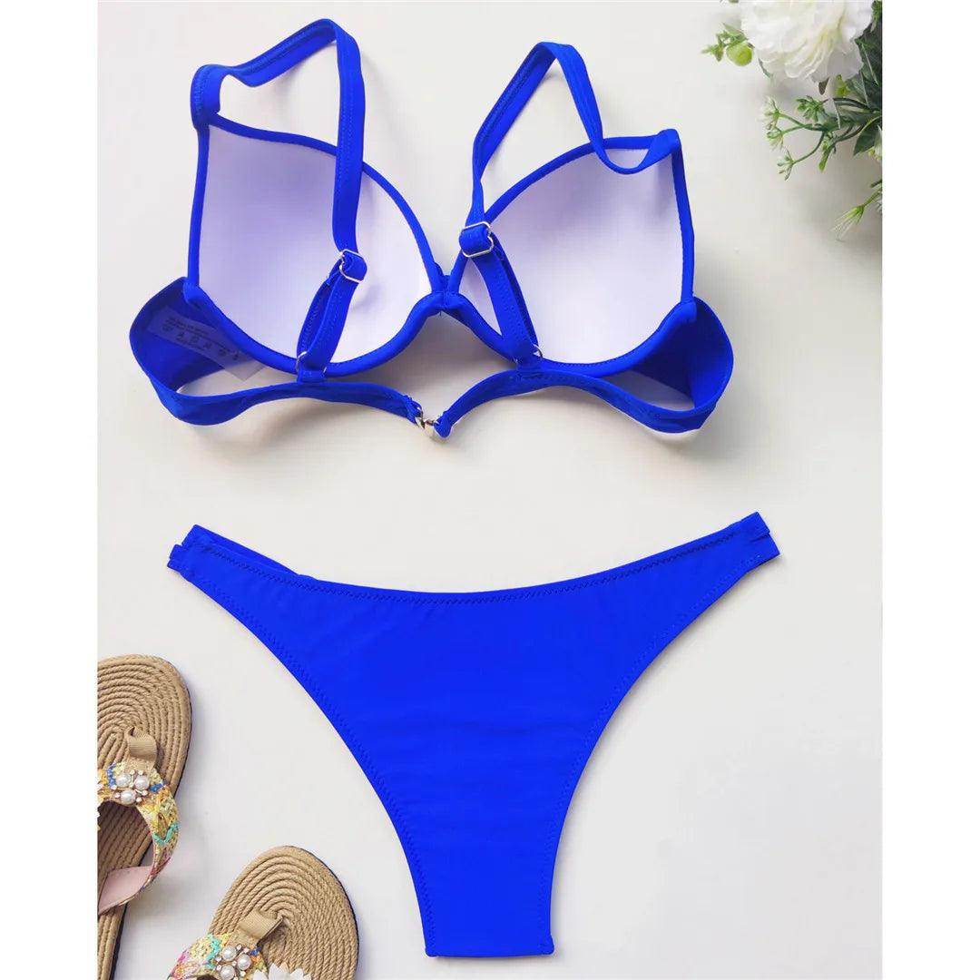 Chic Underwired Bikini Set with Brazilian Cut Bottom - Just The Fly Way