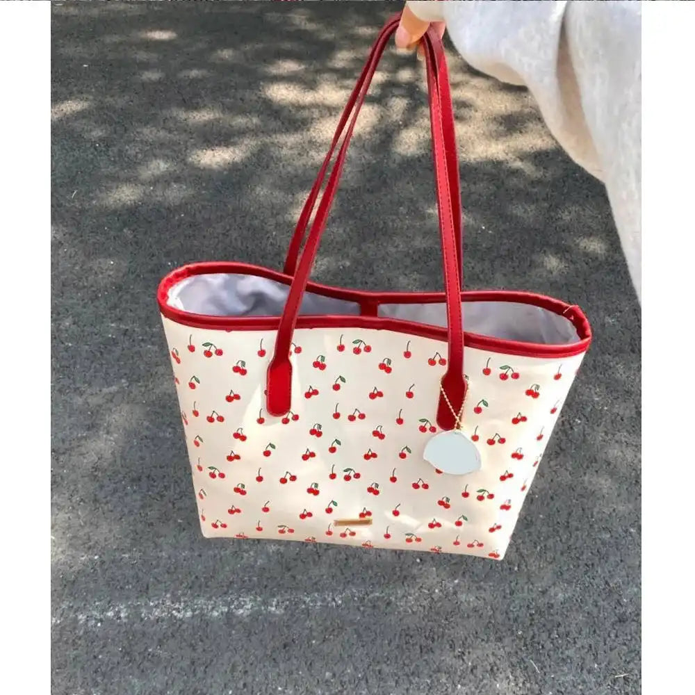 Fashion Cherry Tote Bag with Snap Closure - Just The Fly Way