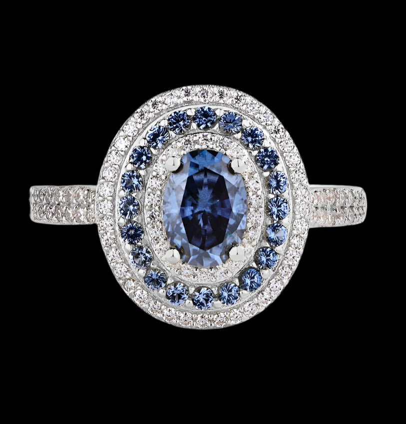 Certified Oval Cut S925 Sterling Silver 1CT Blue Moissanite Ring - Just The Fly Way