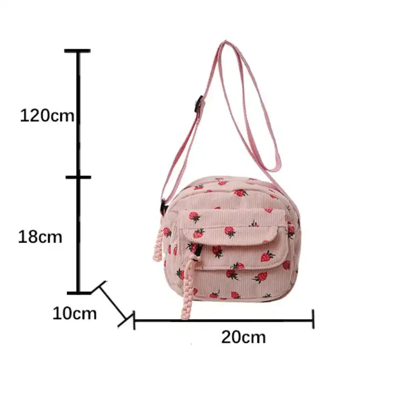 Cute and Trendy Crossbody Bag with Strawberry Print Zipper Closure - Just The Fly Way
