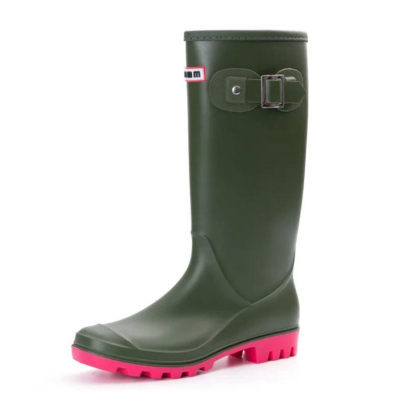 Women's Rain Boots, New Anti-slip, High Boots, Solid Color, Waterproof Footwear - Just The Fly Way