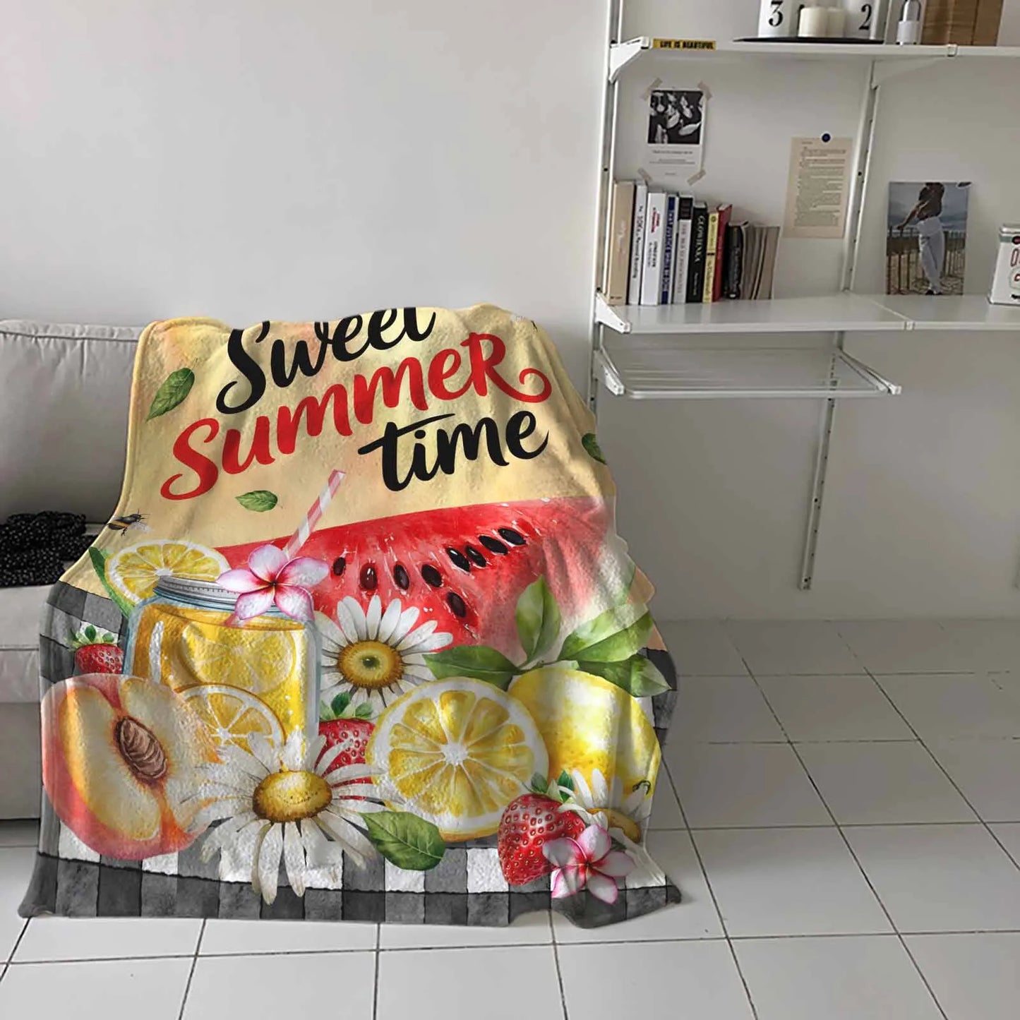 Summer Pastoral Fruit Drink Throws Blankets for Sofa Bed Winter Soft Plush Warm Family Friends Holiday Gifts - Just The Fly Way