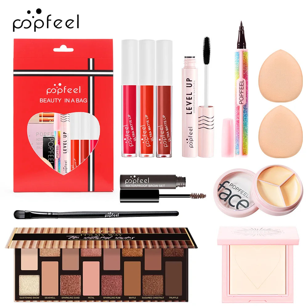Fashionable, Bold and Beautiful DressPOPFEEL All-in-One Makeup Kit Gift Set with Eyeshadow Palette Foundation Lip Gloss Blush Brushes Eyeliner and More Beauty Gifts