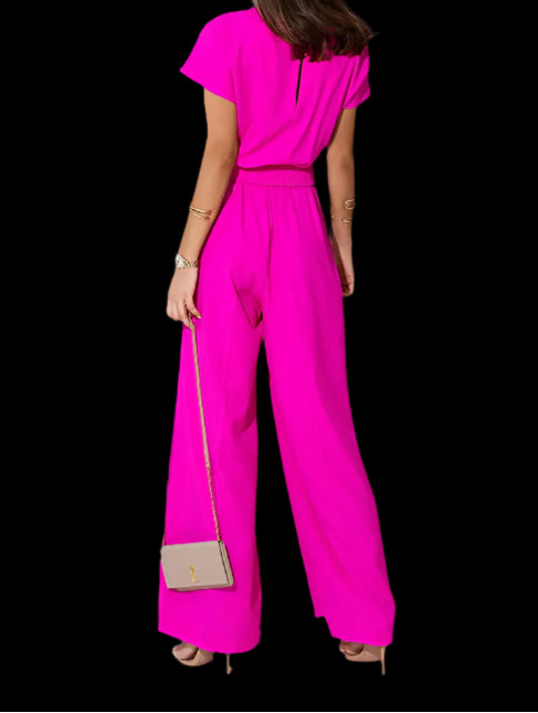 Lightweight Romper, V-Neck, Short Sleeves, and Belt - Just The Fly Way