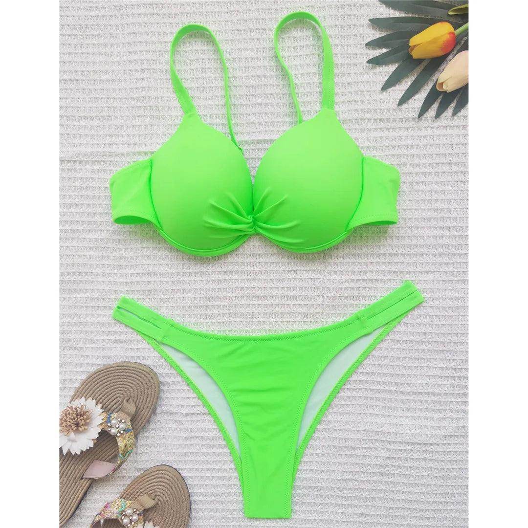 Chic Underwired Bikini Set with Brazilian Cut Bottom - Just The Fly Way