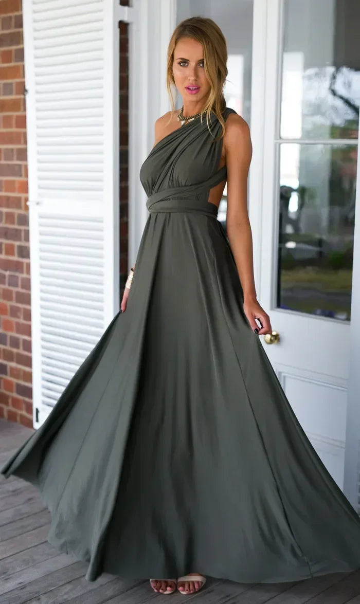 Fashionable, Bold and Beautiful DressWomen's Fashion V-neck Sleeveless Ankle-Length Slim Fit Bohemian Style Summer Maxi Dress