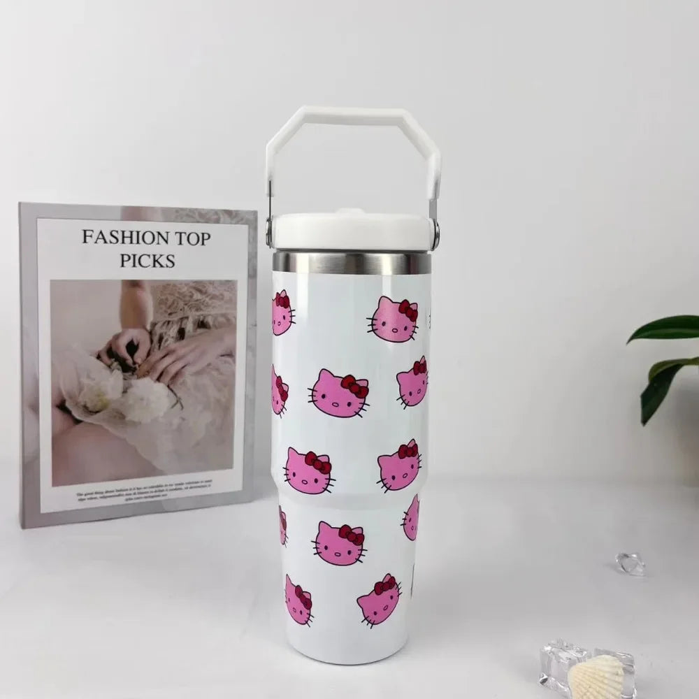 Charming, practical, and oh-so-cute: Discover hydration made fun with the 30oz Hello Kitty stainless steel mug—perfect for every adventure