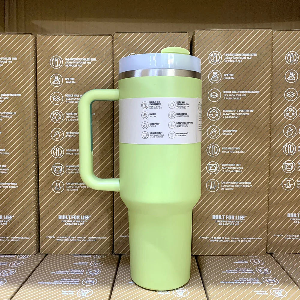 40oz Handle Straw Vacuum Insulated Car Mug Star Blue Lid Stainless Steel Double Wall Thermal Iced Travel Cup for s