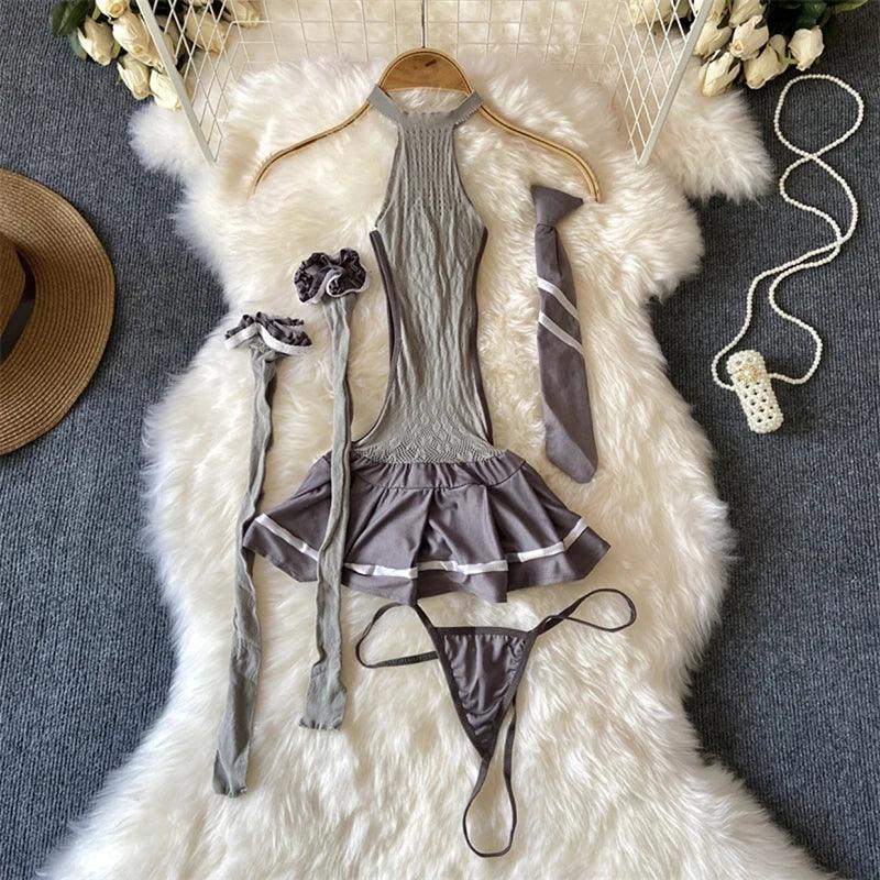 Leopard Print Hollow Out Halter Catsuit Lingerie - Just The Fly Way